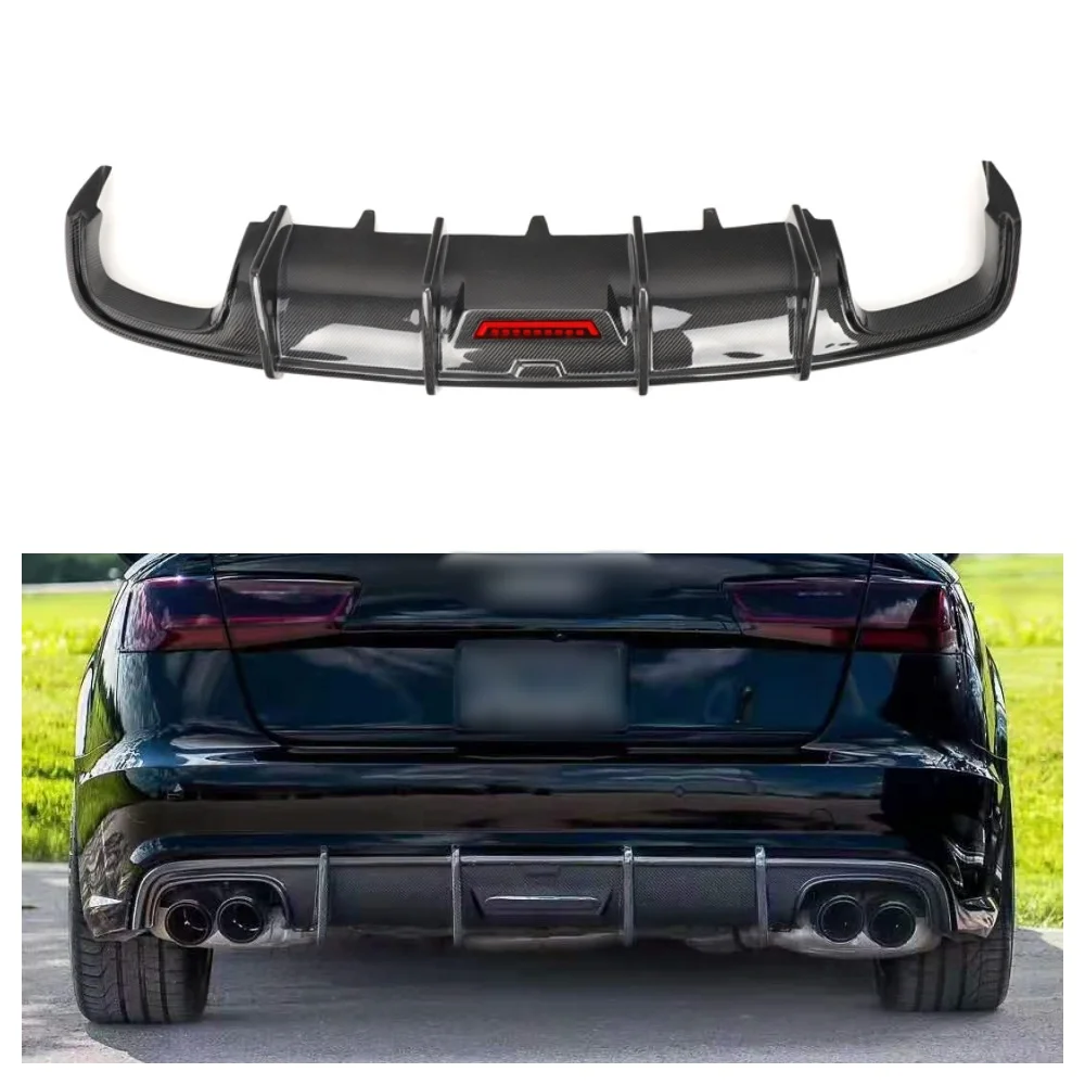 Product Customization Carbon Fiber Car Parts KB Style Double Side Double Exit Rear Diffuser forAu di A6 S6 C7.5 Sline 2016-2018