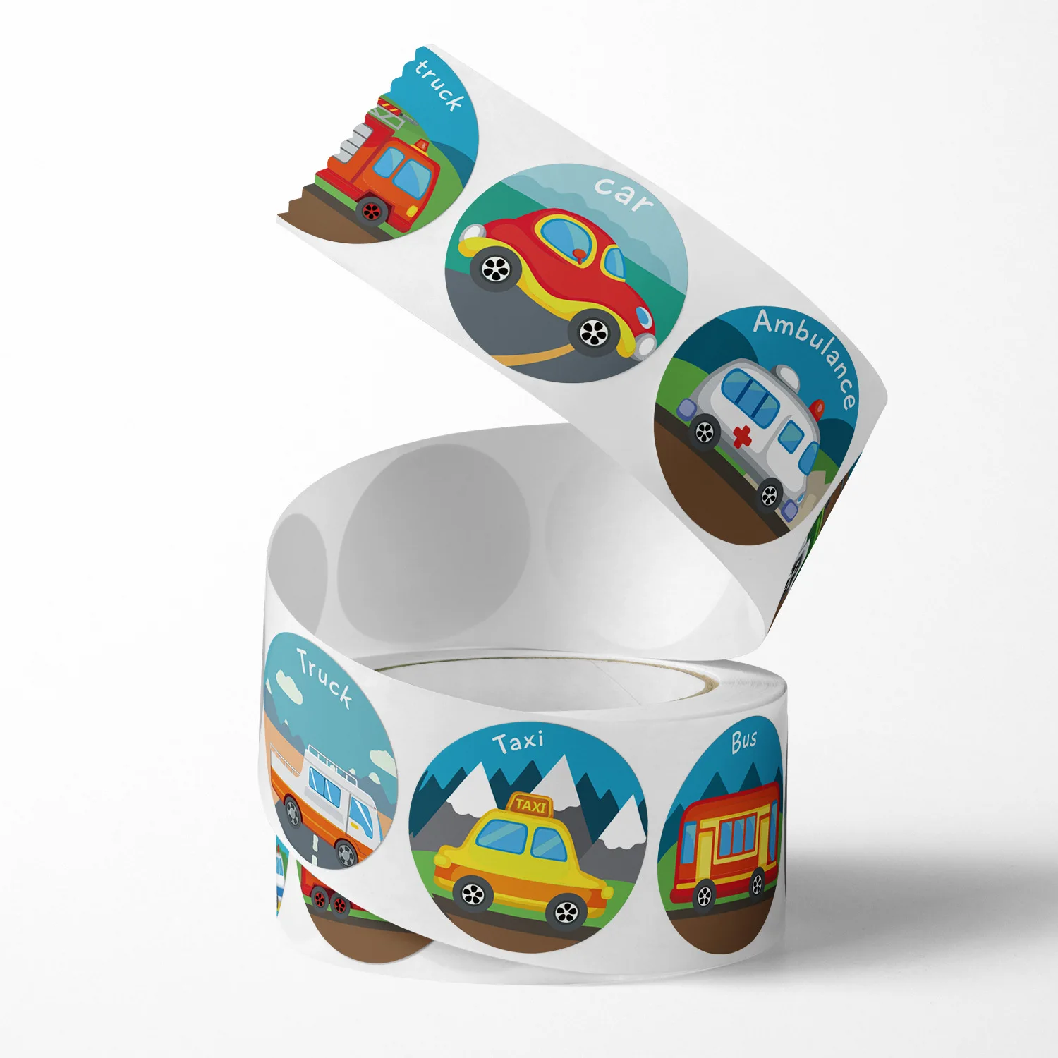 500pcs Cute Cartoon Ambulance Taxi Stickers Children's Educational Toys Sticker for Teacher Reward Kids Stationery Scrapbooking