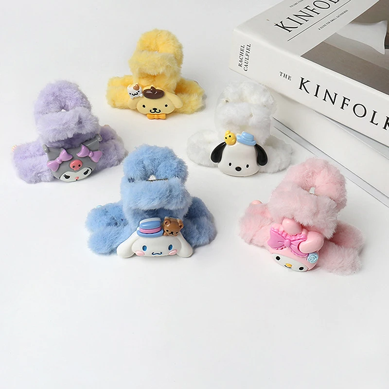 Cute Sanrio Plush Hairpin Back Of Head Shark Clip Ponytail Curled Hair Headwear Accesories