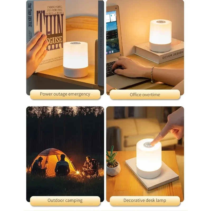 LED Touch Night Light USB Rechargeable Table Lamp Touch Control Sleeps Lamps for Bedroom Atmosphere Portable Table Night Lamp