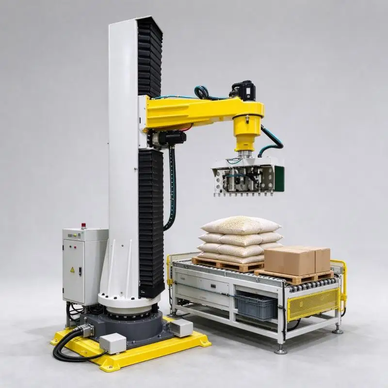 Column Palletizer Smart Column Palletizer Integrated Safety Sensor For End Of Line Box And Bag Pallet Stacking