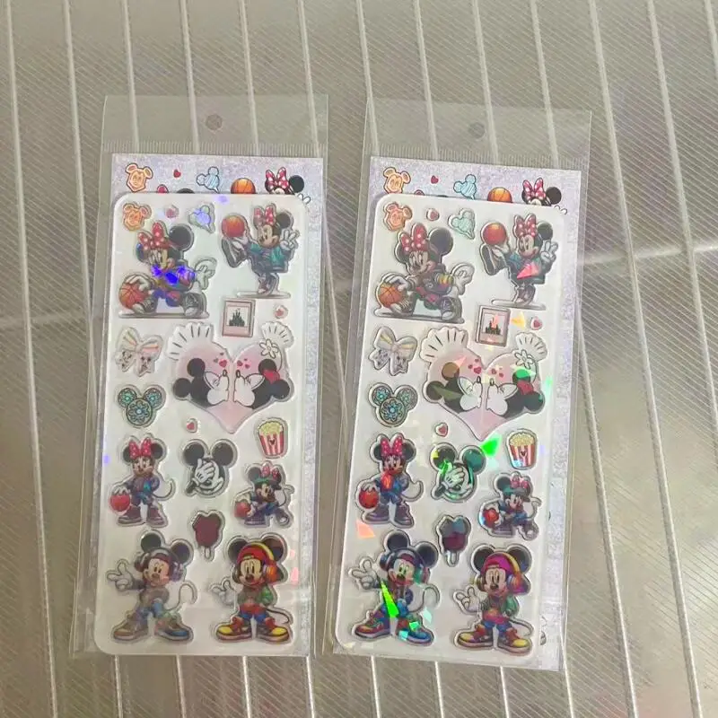 

Disney Mickey Mouse Laser Sticker Cartoon 3D Acrylic Sticker Anime Peripheral Diy Account Phone Case Toy Gift for Boys and Girls