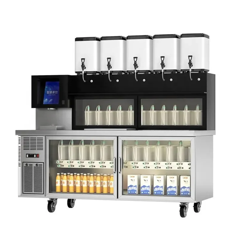for Baiwin Smart Commercial Bubble Tea Making Machine Automatic Multifunctional Boba Tea Equipment for Milk Tea Kiosk Chain