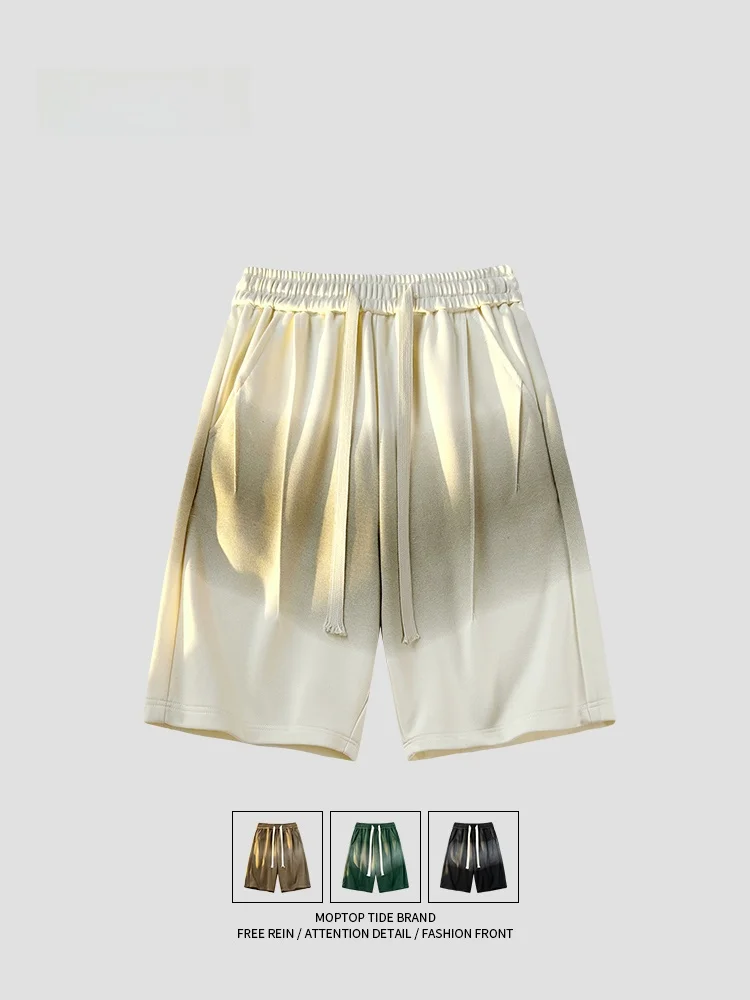 

MMOPTOP Men's Loose Fit High Street Dyed adient Five-Point orts Retro American Sle Casual Pants Summer Faion