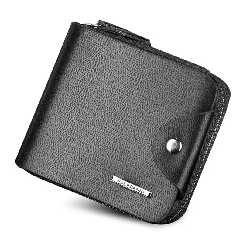 Portafoglio corto in pelle moda per uomo con cerniera Borsa per soldi Hasp Borsa da uomo Porta carte di credito di design maschile