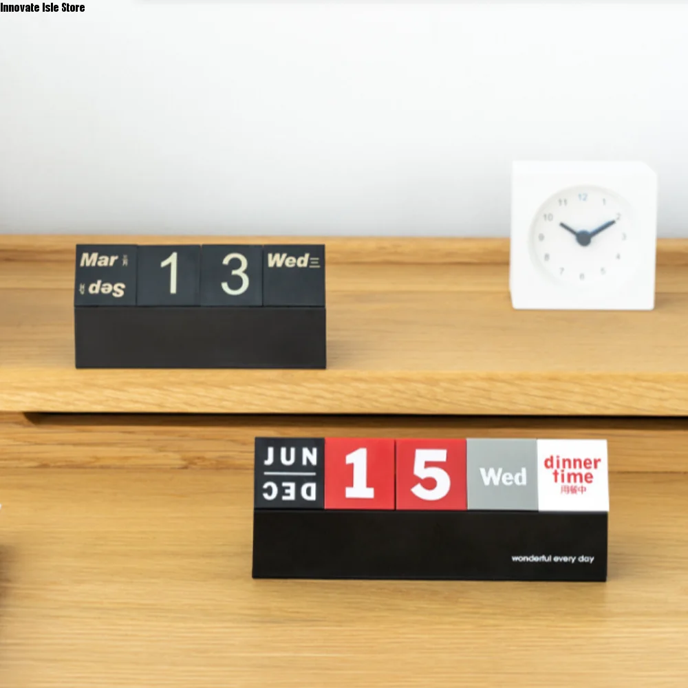 Creative Cube Shape Perpetual Calendar Date Display Ornaments Multi-function Desk Calendars DIY Stationery Phone Holder Office