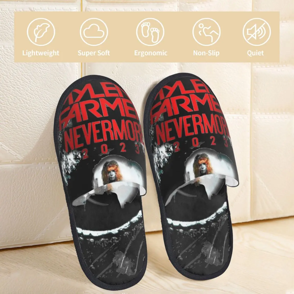 Mylene Farmer 2023 Nevermore Winter Cotton Plush Slippers For Women Living Room Famous Singer Cozy Memory Foam Slides Non-skid