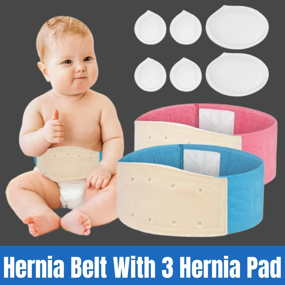 

Pink/Blue Breathable Infant Belly Button Wrap Band Newborn Baby Navel Support Stickers Umbilical Hernia Belt with 3 Hernia Pad