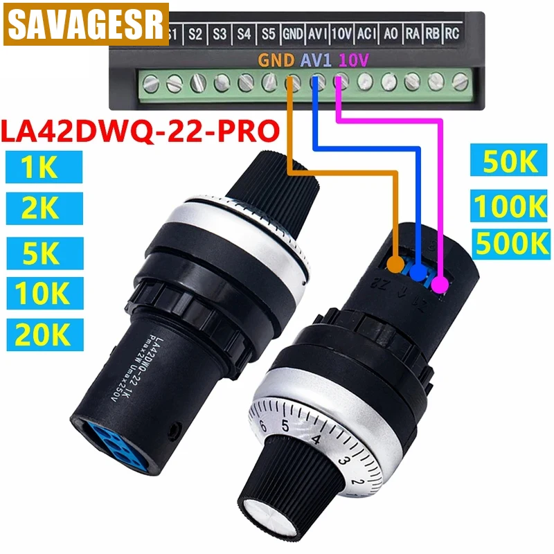 LA42DWQ-22-Pro 1K 2K 5K 10K 20K 50K 100k 200k 500K  22mm Diameter Pots Rotary Potentiometer Resistance Switch for arduino