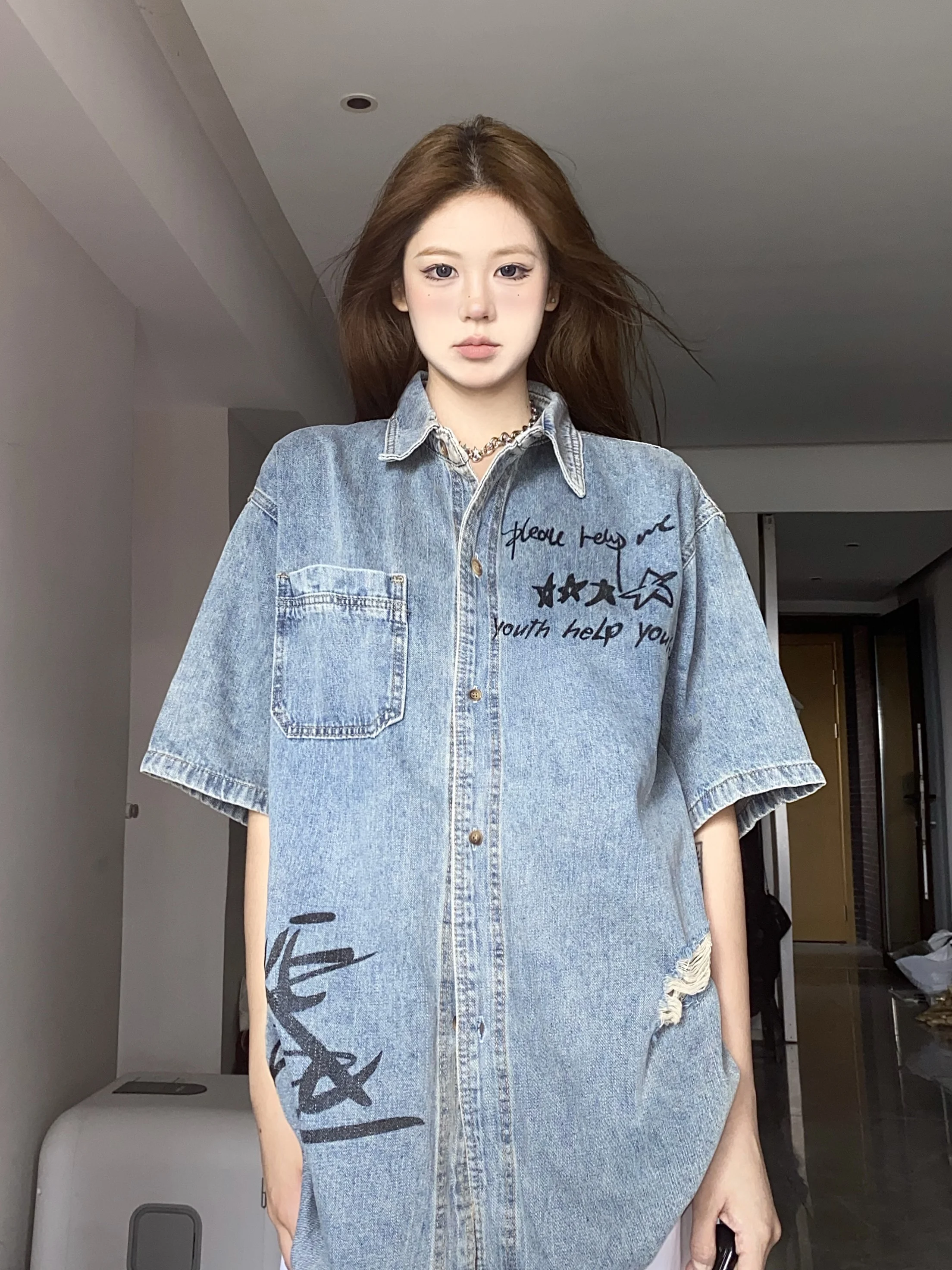 

Летние винтажные джинсовые шорты в американском стиле для женщин, повседневные, модные, трендовые