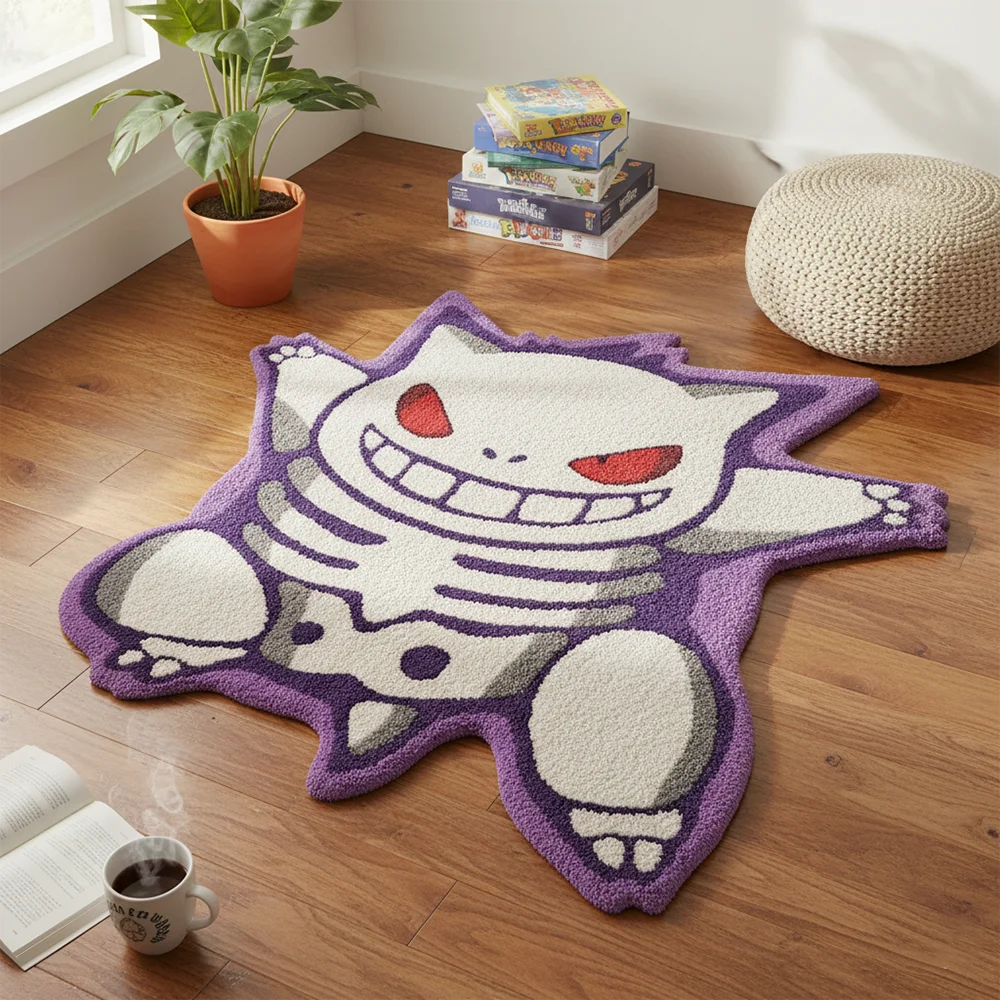 

Коврик с изображением мультяшного покемона Генгар, аниме-ковер, милый декор для игровой комнаты, нескользящий коврик для спальни, гостиной, подарок