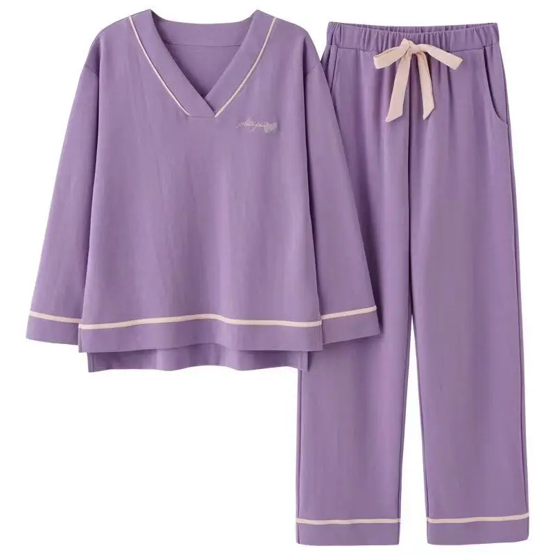 Pajamas For Women 2022 Cotton Set ensemble femme 2 pieces Long-sleeve pijamas suit female Korean style pyjamas plus size 4XL