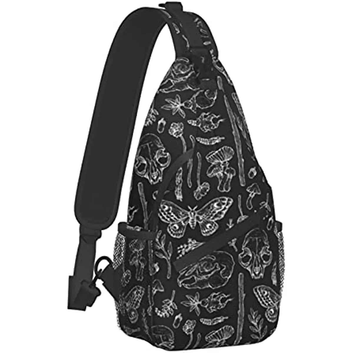 Butterfly Skull Head Mushroom Leaf Specimen Sling Bag Chest Daypack Shoulder Backpack Crossbody for Hiking Camping Running