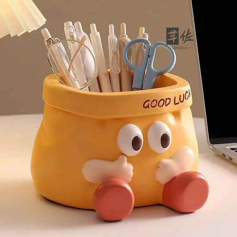 Creative Large Capacity Makeup Brush Pen Holder Desktop Decoration Office Supplies Storage Organizer Cute Display Piece