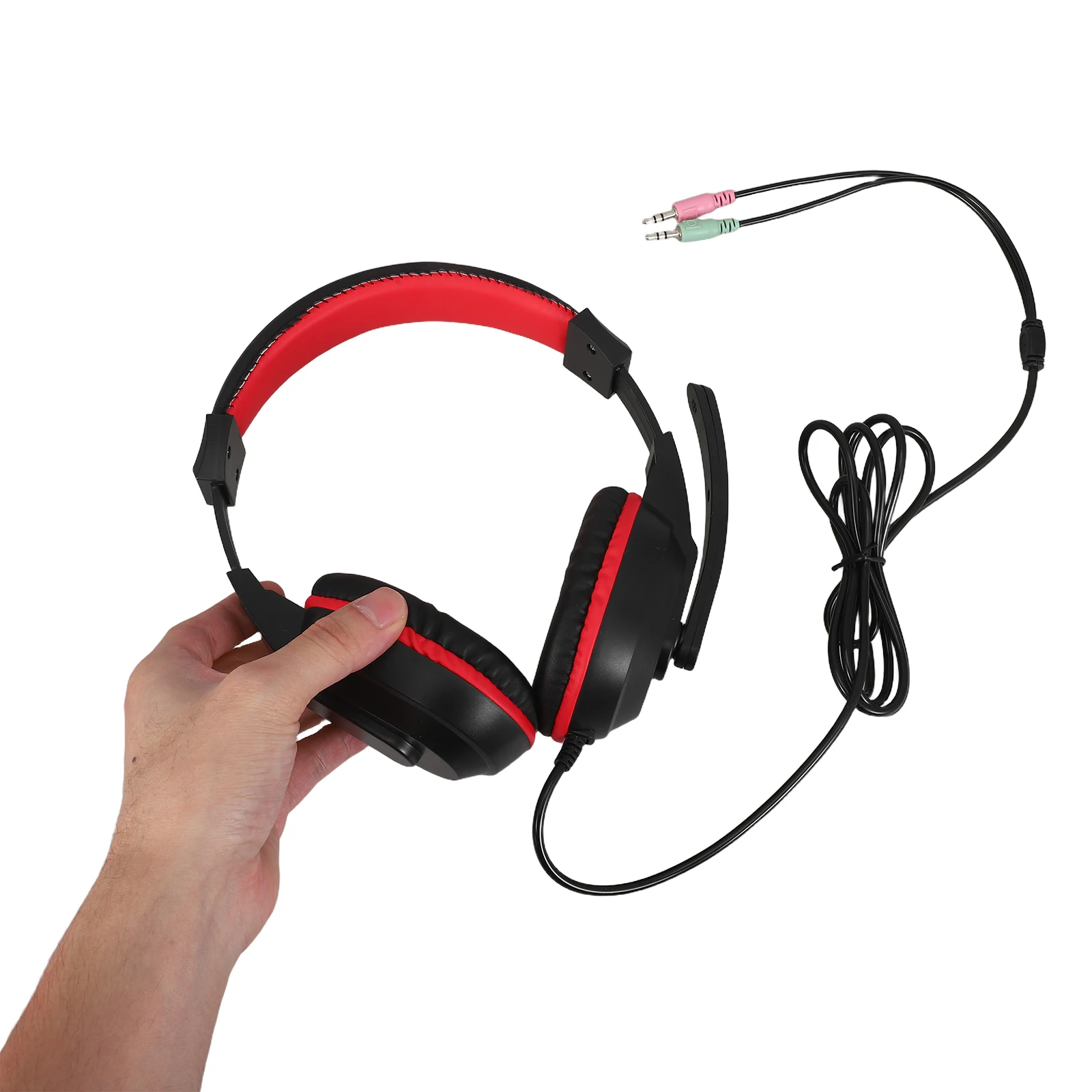 

Stereo Headset Noise-Canceling Mic Adjustable Over-The-Head Design For Gaming Music Calls Compatible With Pc Laptop Wired