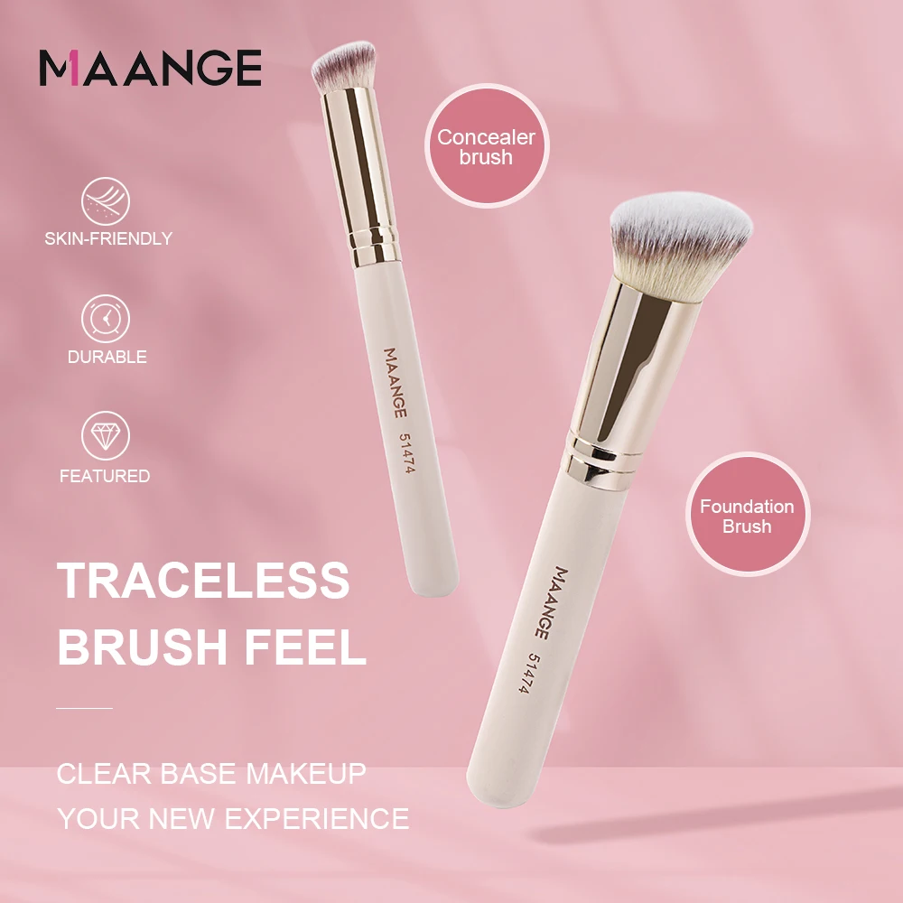 MAANGE-Ensemble de pinceaux de maquillage essentiels, manche en bois, poudre de bain, cadeau de préhension, base, haute qualité, 4 pièces