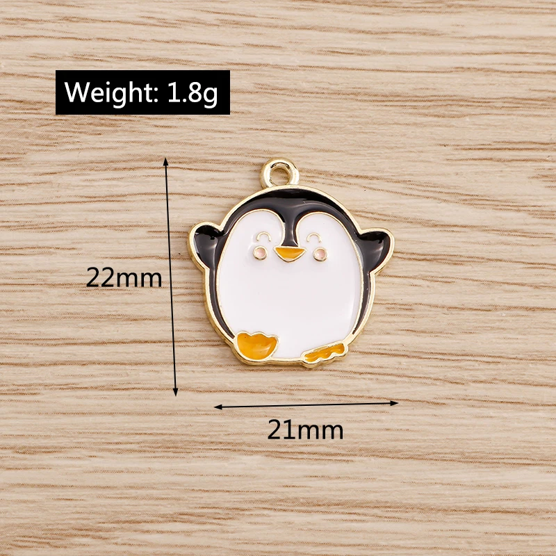 10 Stück 21x22mm Cartoon Emaille Tier Pinguin Charms Anhänger für Schmuckherstellung Ohrringe Halskette DIY Handarbeit Bastelzubehör – Detail 1