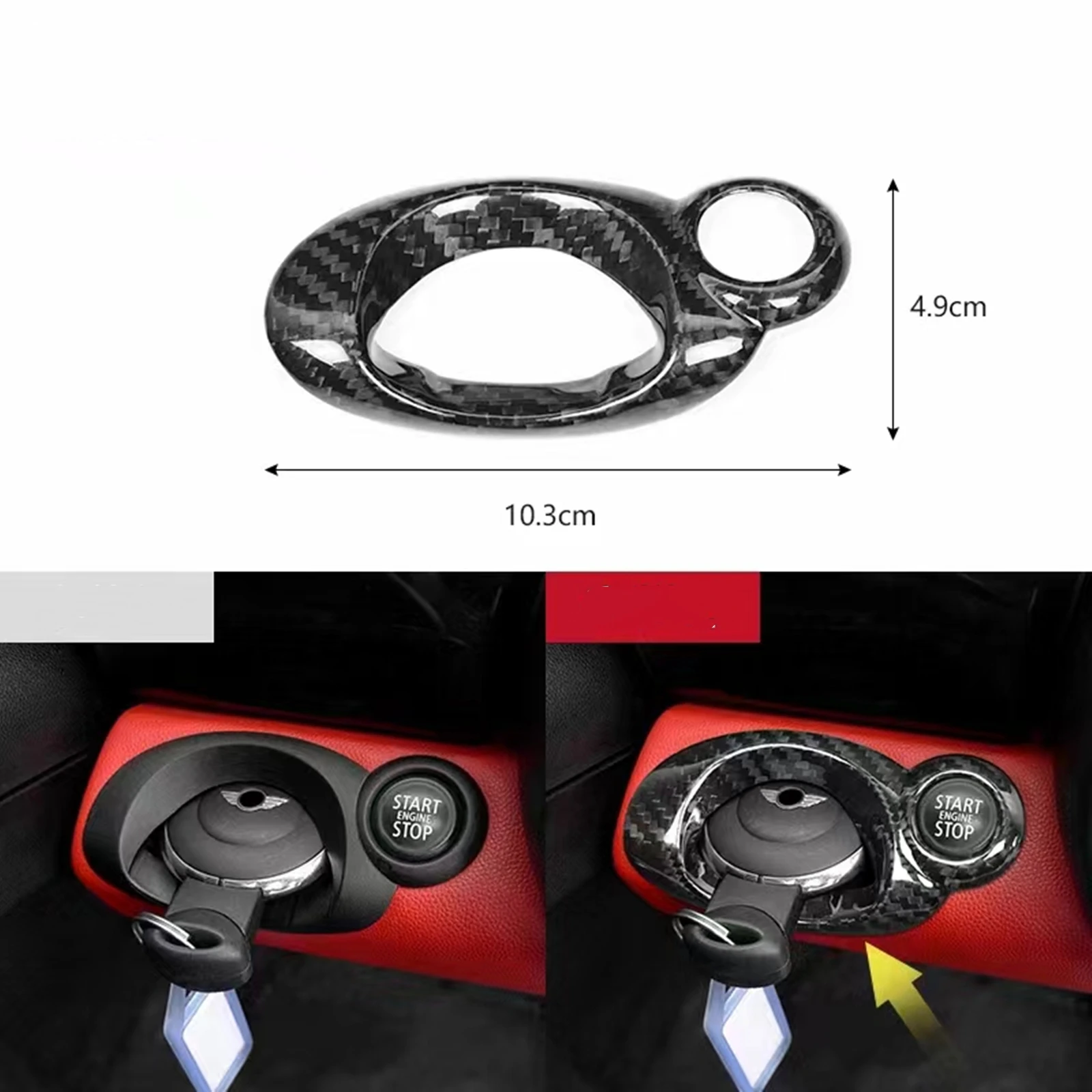 For Mini Cooper JCW S One R54 R55 R56 R57 R58 R59 R60 R61 Carbon Fiber Interior Engine Start Stop Switch Button Panel Cover Trim