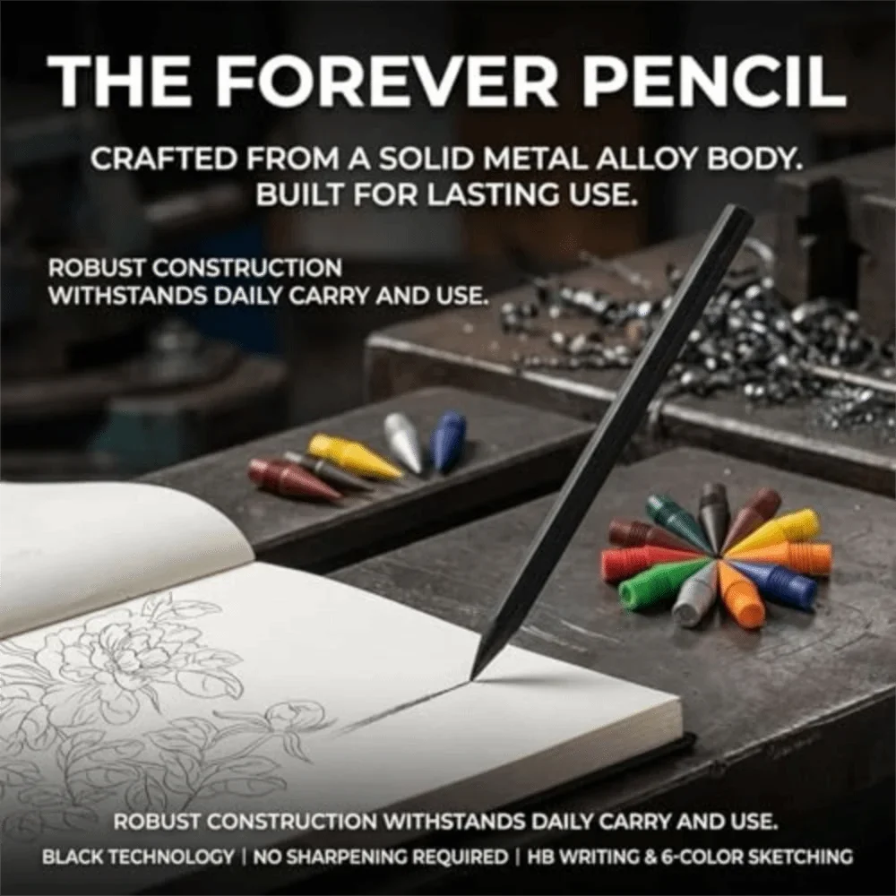 Metal Alloy Forever Pencil Reusable Smooth Friction Eternal No Ink Pen Sketching and Writing Comfortable Grip No Ink Pencil