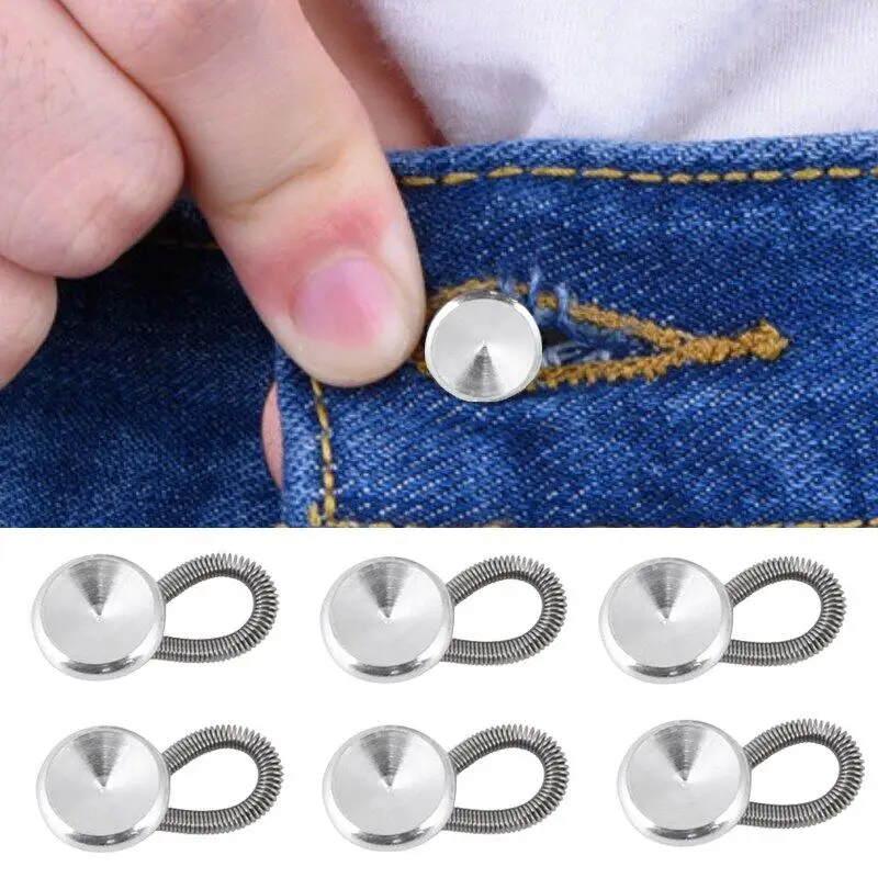 

6Pcs Collar Extenders Metal Buttons Jeans Pants Waist Stretch Shirt Suit Tie Neck Expanders Flexible Lock Lengthen Buckle