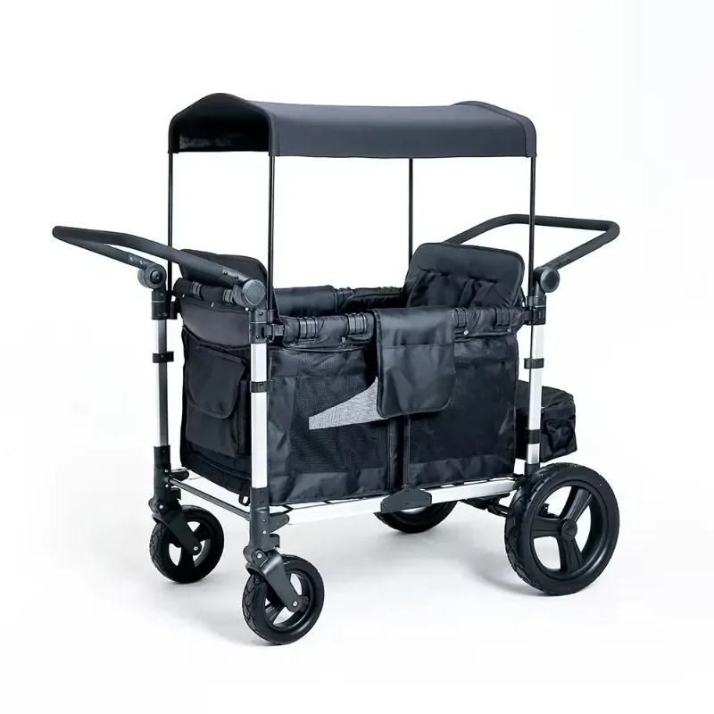 Collapsible Wagon Stroller For 2 Seater Folding Baby Cart Twins All Terrain Outdoor Fishing Garden Park Camping Groceries
