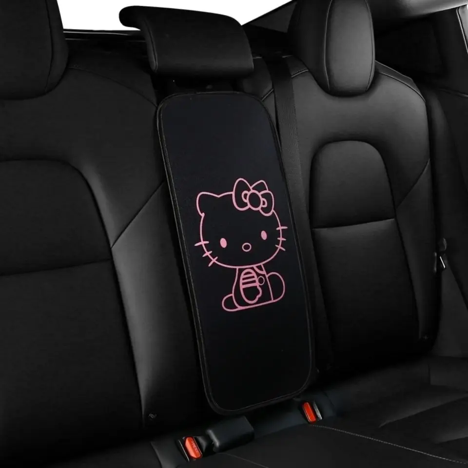 Sanrio Hello Kitty alfombrilla para reposabrazos de coche, alfombrilla central delantera y trasera para coche, alfombrilla transpirable Universal, decoración Interior antideslizante de alta gama