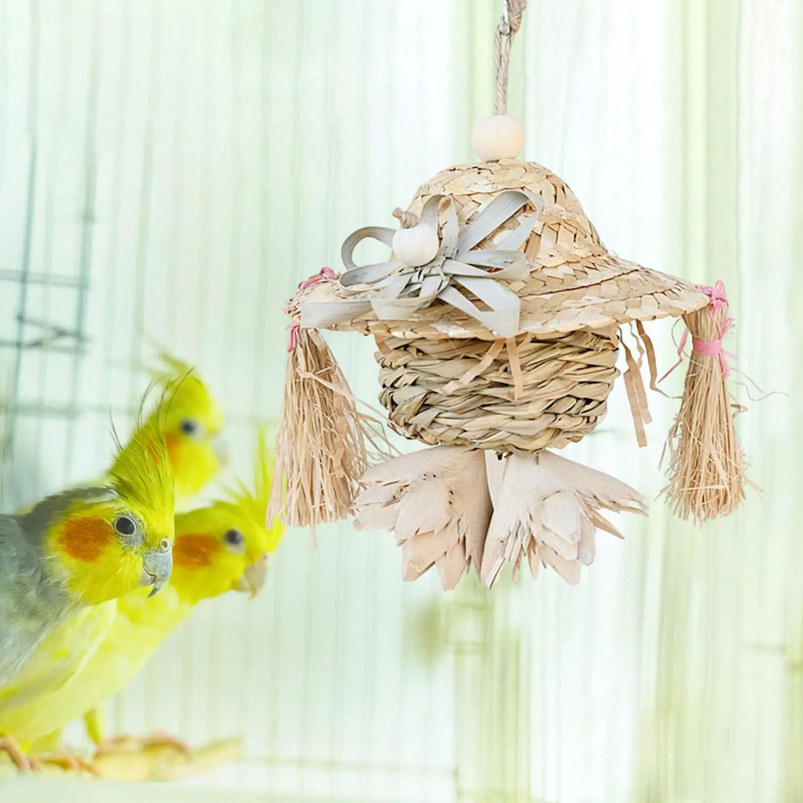 Giocattolo da masticare per uccelli Regalo Addestramento in legno Appeso a strappo Pecking Grande giocattolo per pappagalli per pappagalli Budgie Conures Cockatoos Cockatiels