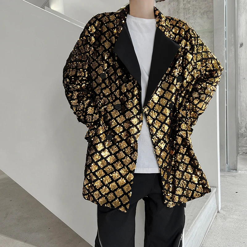 Men's Suit Jacket Little Round Sequins Sparkling Men's Blazer Wedding Dinner Band Stage Street Performance Men's  Blazer