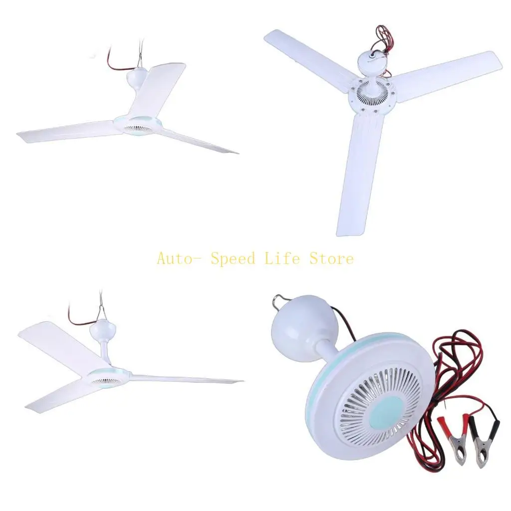 02DA DC12V Household Quiet Ceiling Canopy Fan Hanging Camping Tent Hanger Fan