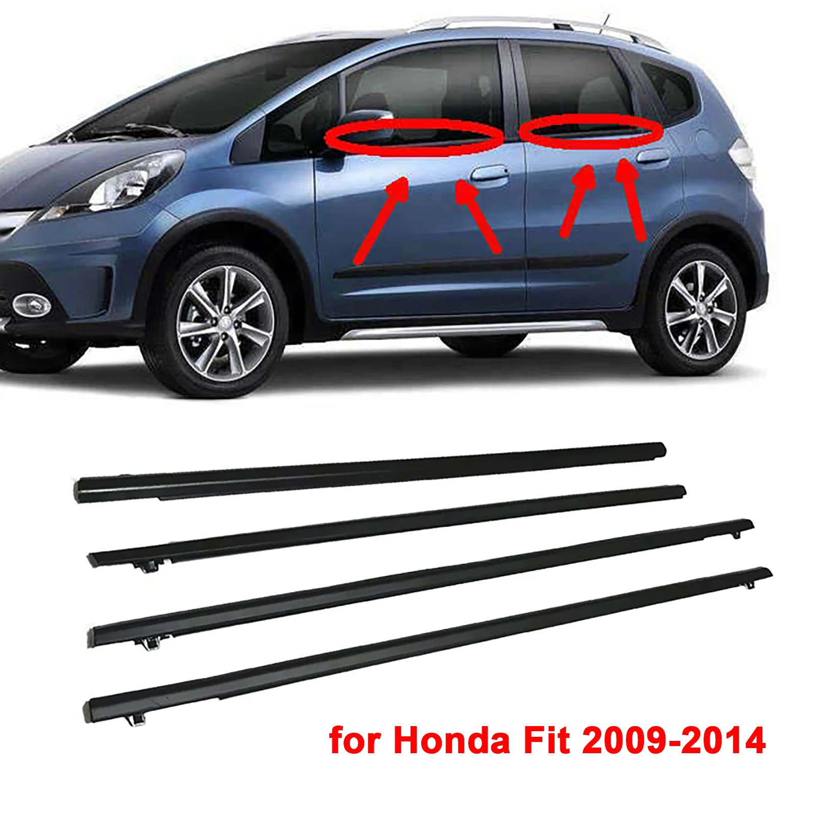 

Car Side Windows Weatherstrip Rubber Pressure Strip Sealing Weather Strip For Honda Fit 2009-2014