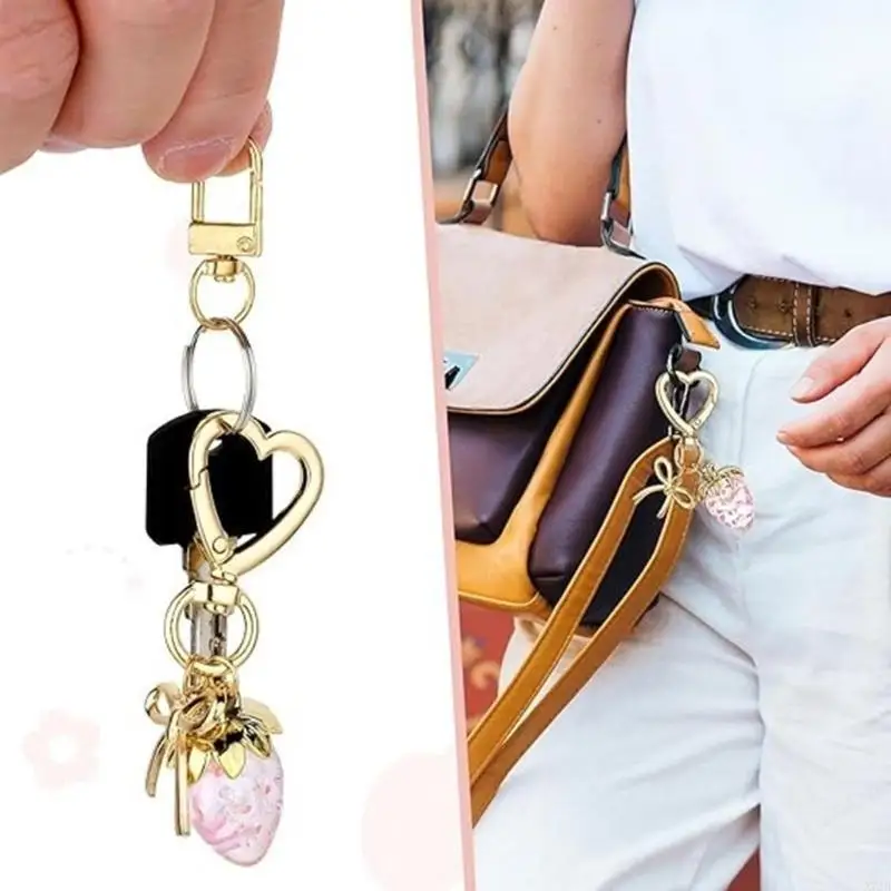  Trendy Strawberry Keychain Portable Accessory for Bags and Purses Heart Clasp Designs for Easy Attachment Ornament