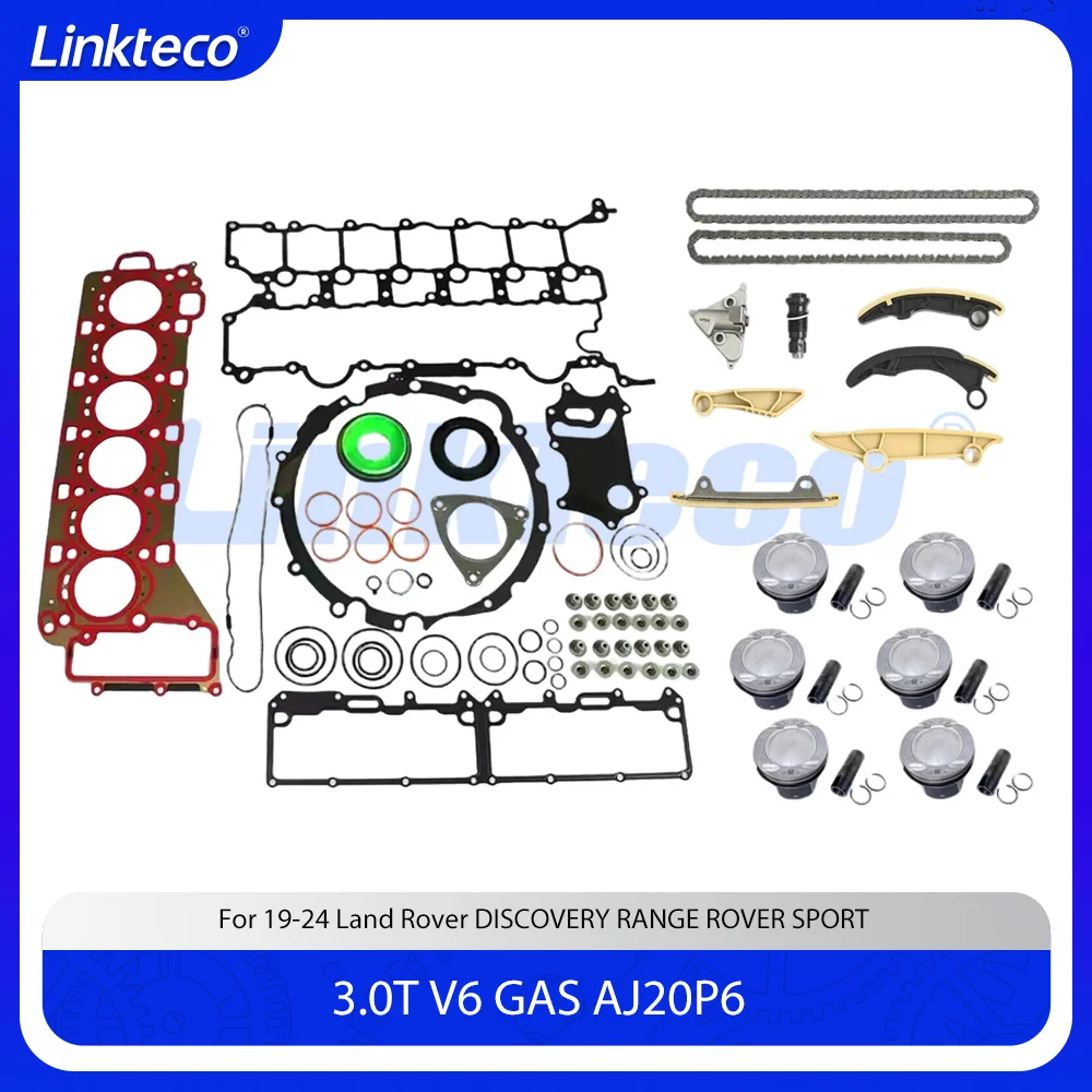 

Engine Head Gasket Piston Set Timing Chain Kit Fit 3.0 T L L6 GAS AJ20P6 For 19-24 Land Rover Discovery Range Rover Jaguar 3.0T