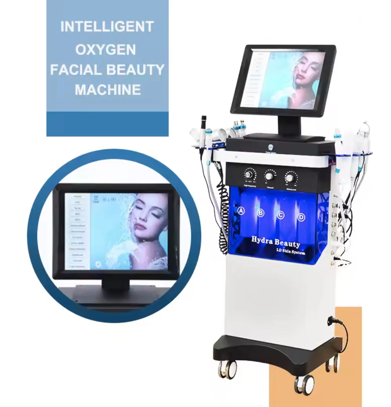 14 in 1 ハイドロオキシジェンフェイシャルトリートメント美顔器、多機能ハイドラダーマブレーションアクアピールフェイシャル付き