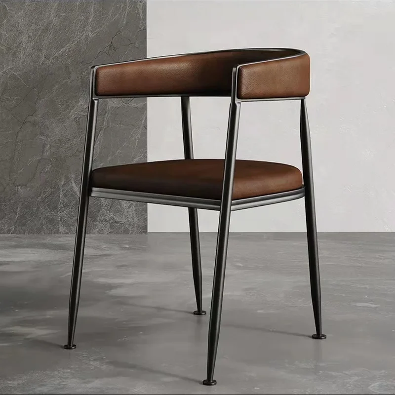Light luxury modern simple wrought iron backrest dining table and chairs