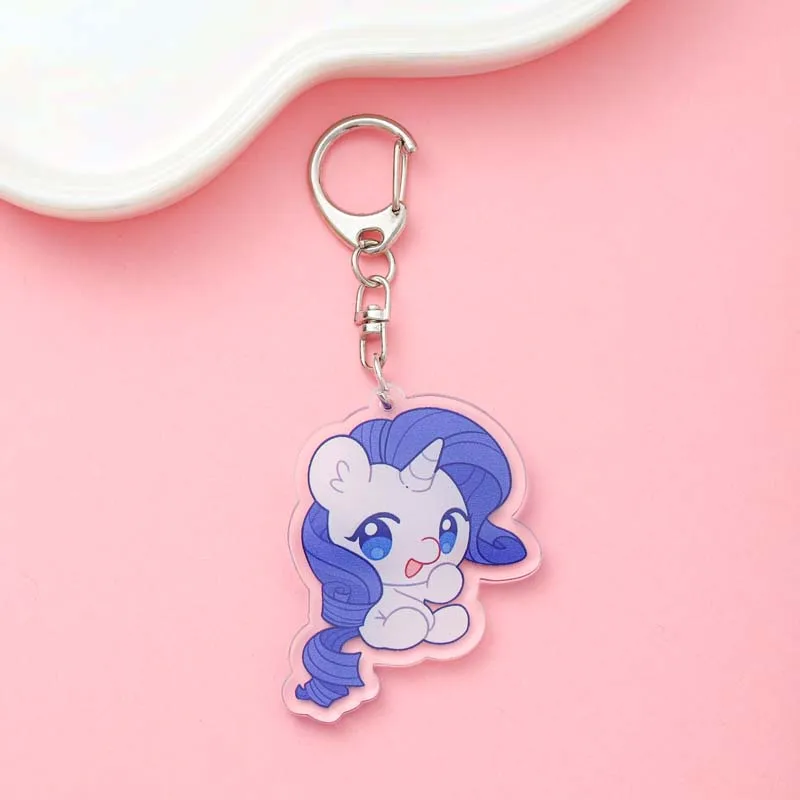 Anime My Little Pony Acrylic keychain accessaries Cartoon funny Bag Pendant Gift cute bag charm Car Keyring Friends Fans Gifts