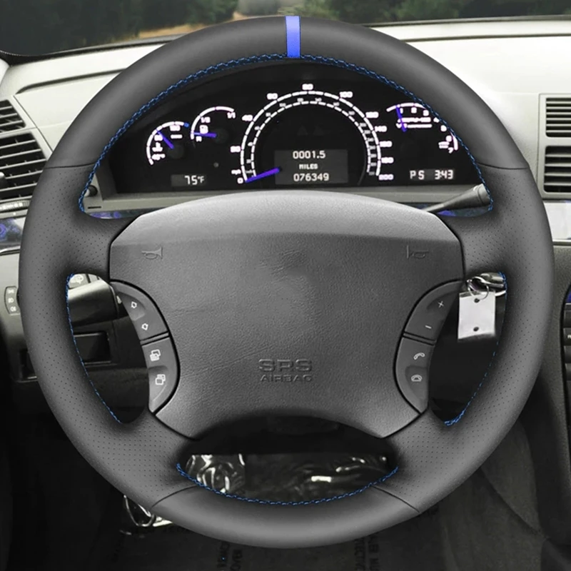 Anti-dérapant en cuir noir tresse couverture de volant de voiture pour Mercedes Benz cl-class C215 classe S W220 1999- 2004 2005 2006