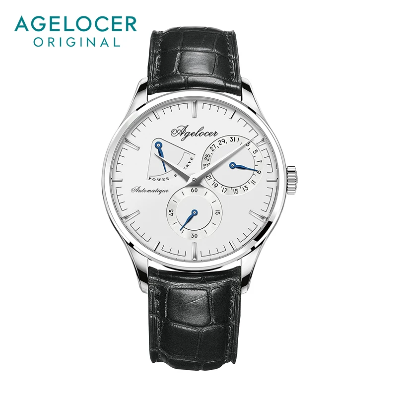 

AGELOCER Men's Ultra Thin Stainless Steel Dress Automatic Mechanical Top Brand Calendar Luxury Gradient Dial Watch