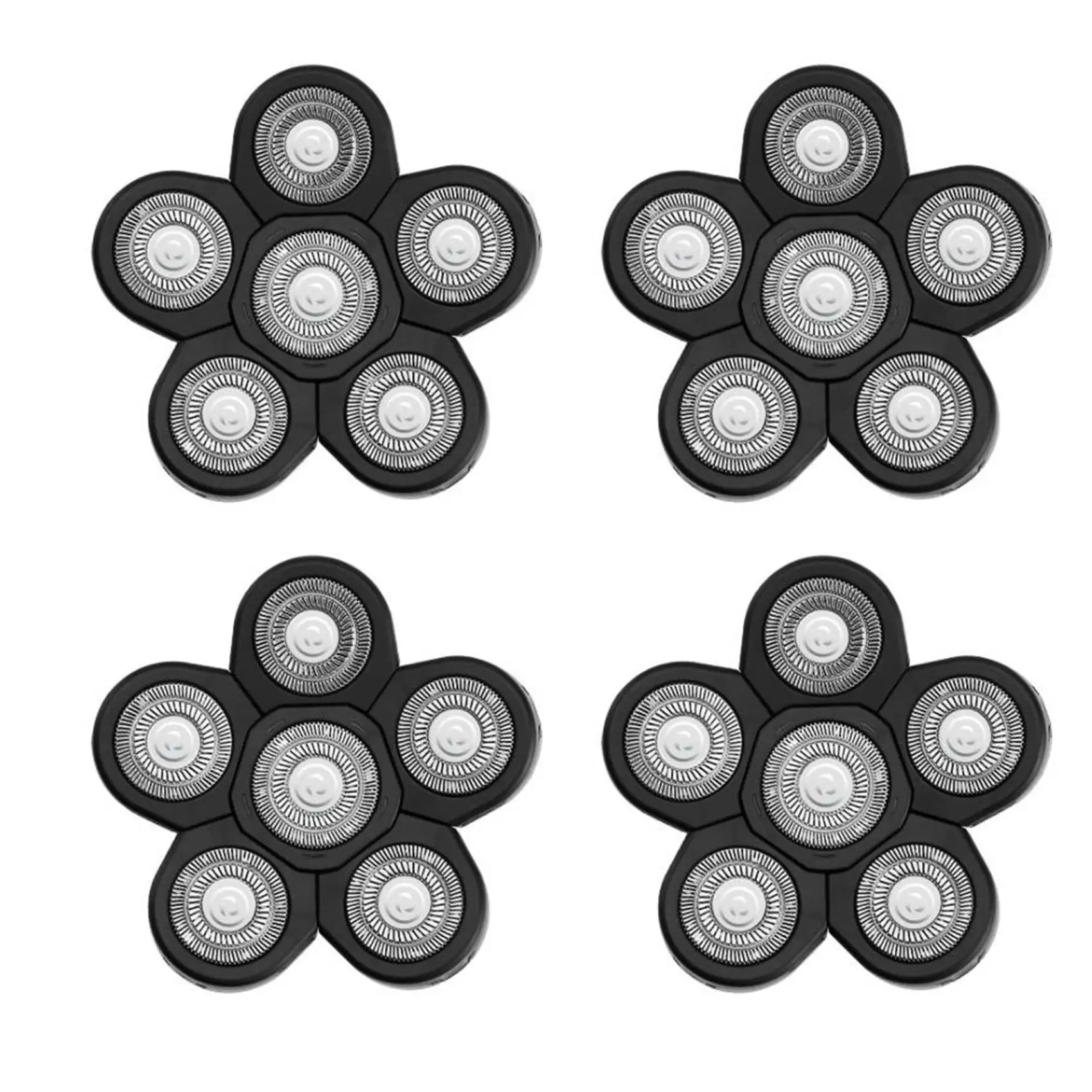 Hot Sale-4X الرجال ماكينة حلاقة كهربائية رؤساء شفرة حلاقة كهربائية استبدال رئيس 6 شفرات رئيس ماكينة حلاقة استبدال أصلع الأسود #4