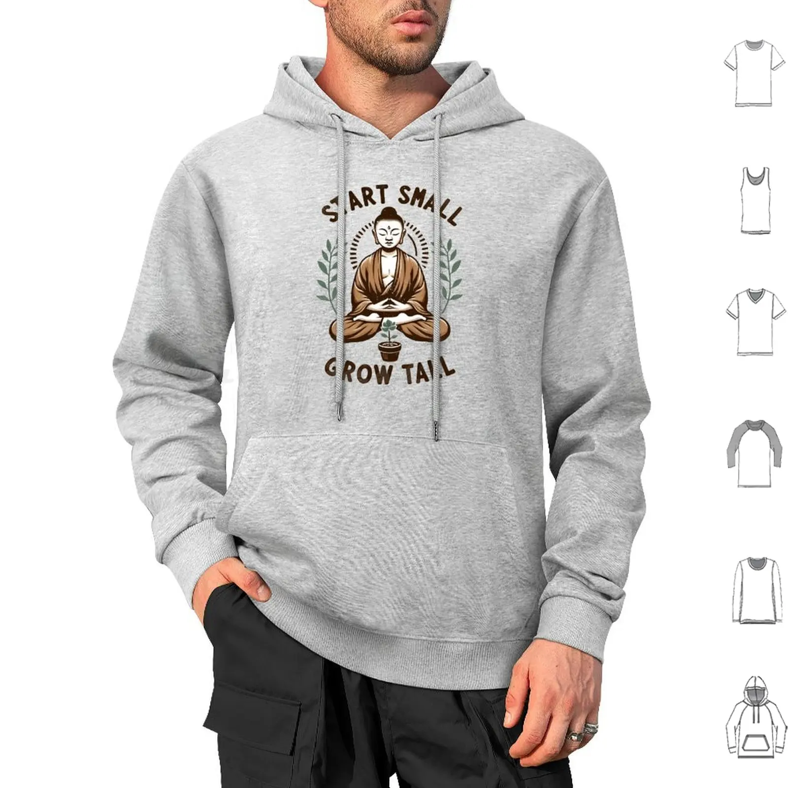 Start Small Grow Tall Hoodie cotton Long Sleeve Meditation Meditate Mindfulness Compassion Nice Human Human