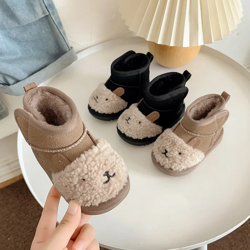 2026 Winter New Kids Snow Boots Fashion Versatile Girls' Ankle Boots Simple Anti Slip Warm Child Cotton Shoes Size 15-25