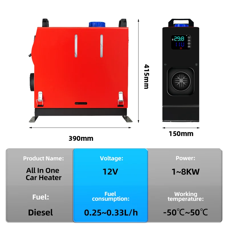 All In One 12V 1~8KW Adjustable Car Parking Heater Auto Heater Air Diesel Heater For RV Truck Boat Bus Car