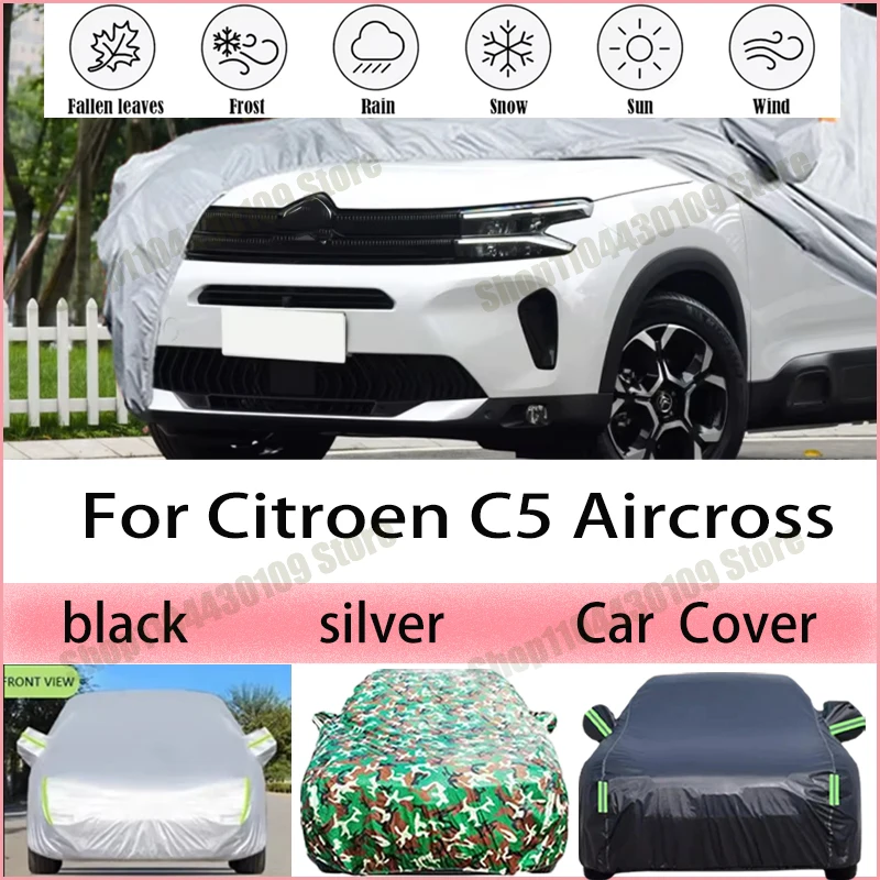 

For Citroen C5 Aircross Outdoor Car Cover Waterproof Summer Sun Shade Anti-UV Winter Rain Snow Prevent Cover