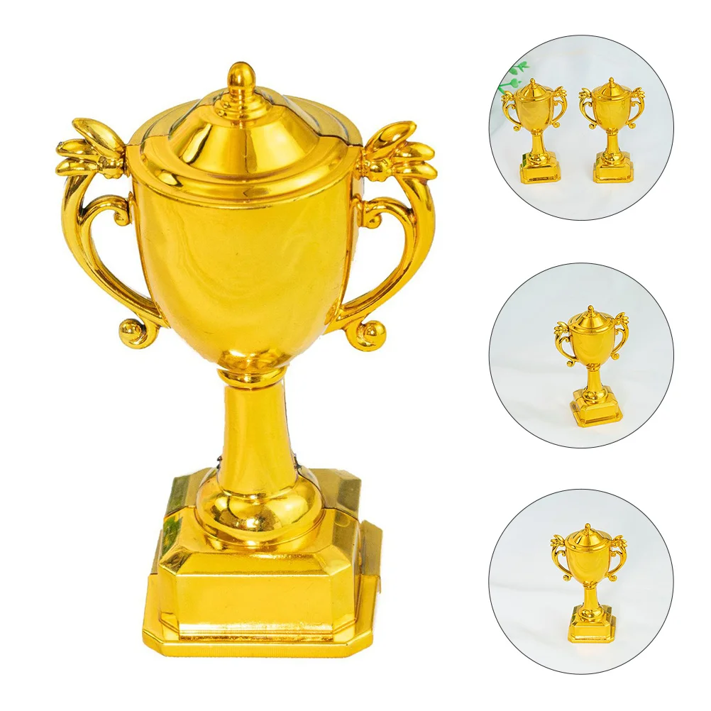

3Pcs Trophy Shaped Cake Topper Unique Cartoon Design Contest Themed Party Decor Safe Plastic Cake Decoration
