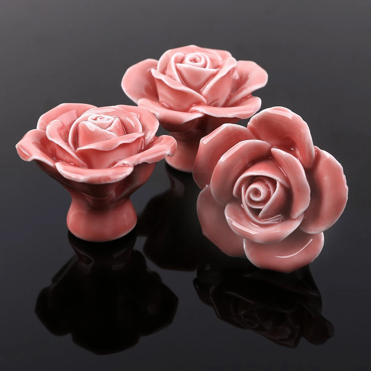 

8 Pcs Door Handles Ceramic Kitchen Cabinets Pull Knob Dressing Table Knobs Pink