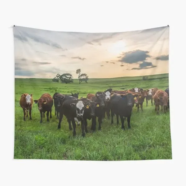 Meet The Herd Cows Gather At Sunset In  Tapestry Colored Decoration Bedroom Decor Mat Living Printed Room Blanket Yoga Towel