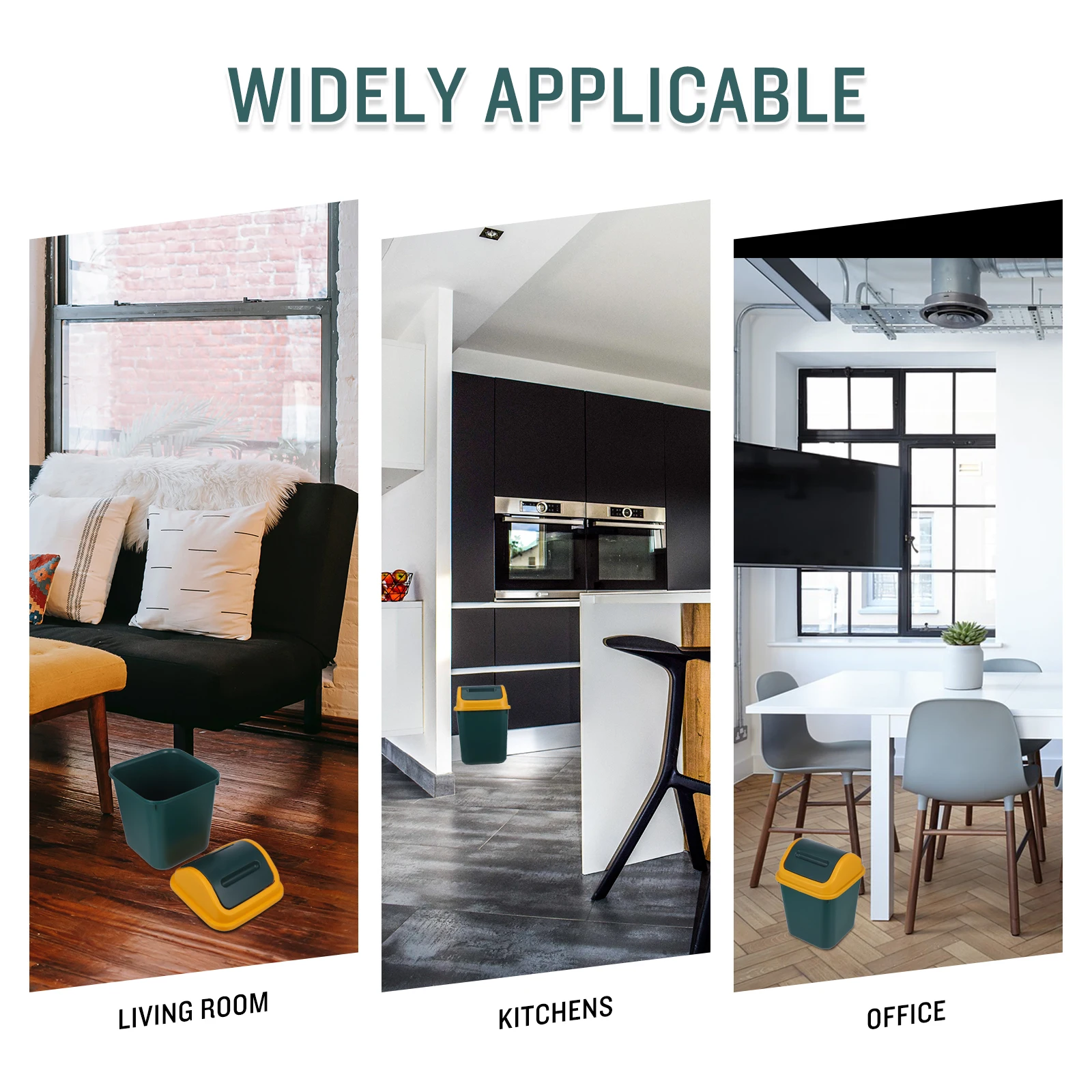 

Flip Trash Can 10L Green Yellow Small Square Swing Lid Waste Bin for Kitchen Bathroom Office PP Material Garbage Can Easy