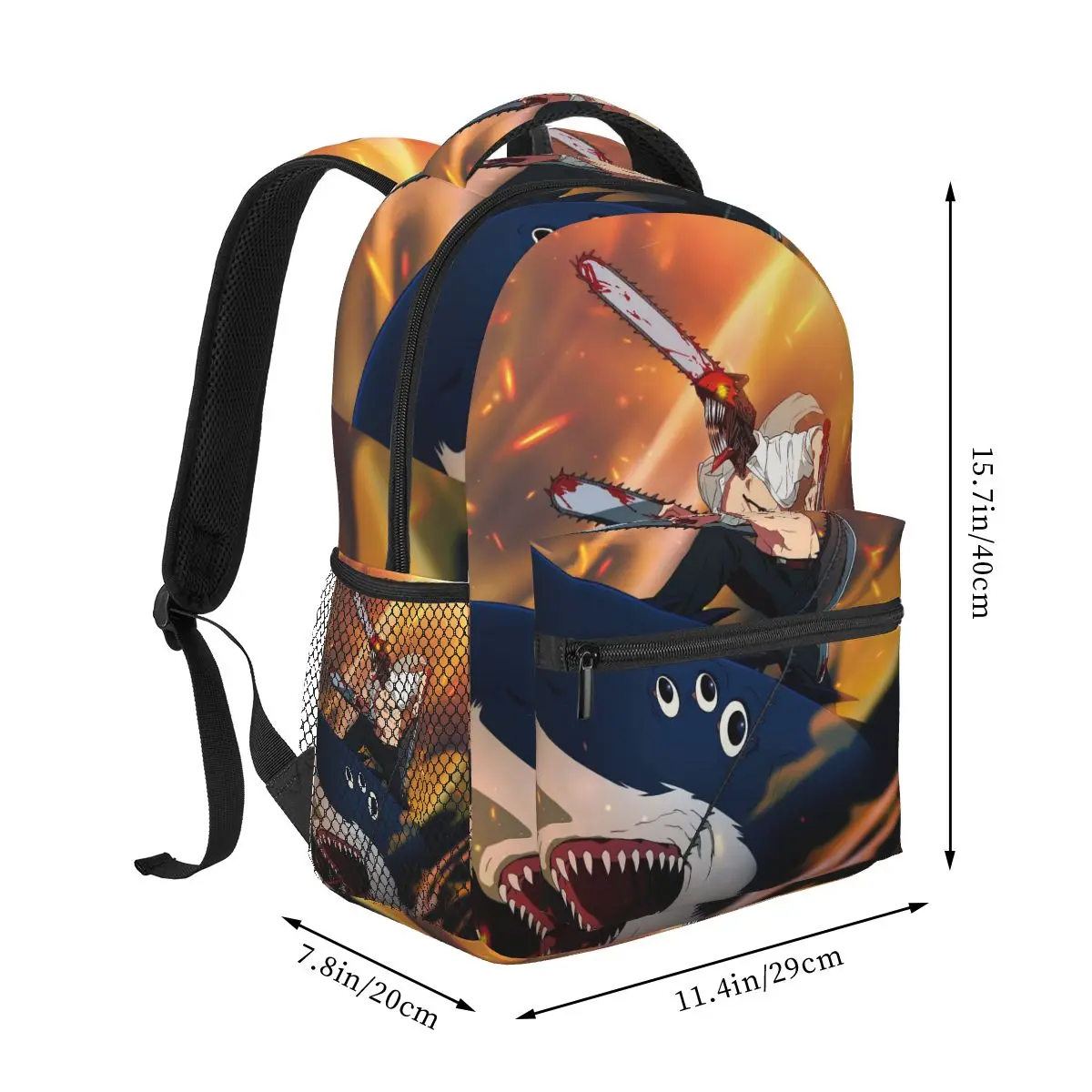 Shark And Denji Chainsaw Man Anime Backpacks Boys Girls Bookbag Children School Bags Cartoon Kids Rucksack Shoulder Bag