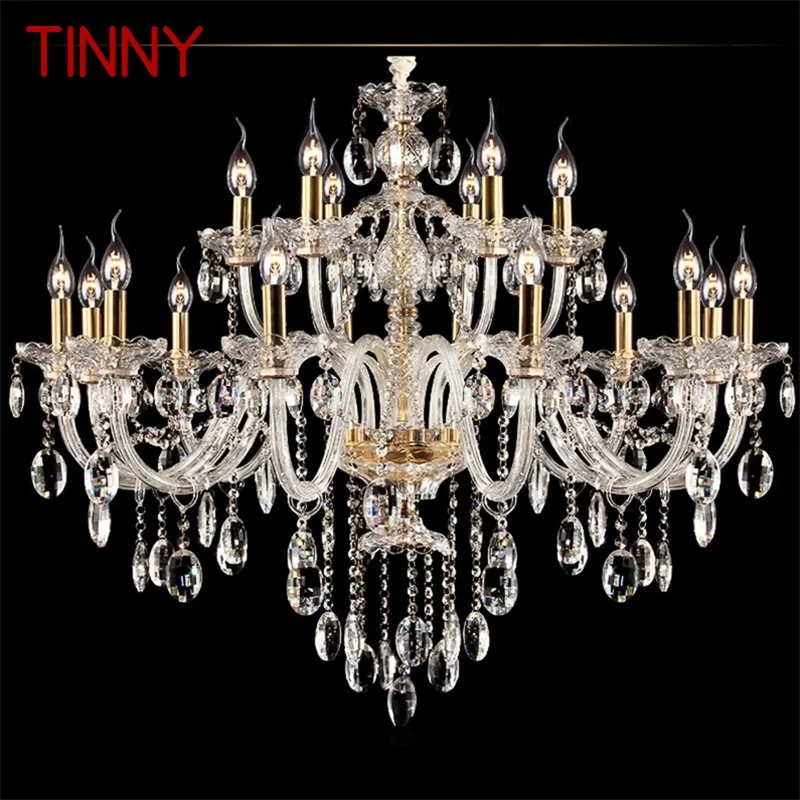 

TINNY Crystal Chandelier Lamp European Style Hanging LED Candle Pendant Light Decorative Fixtures for Home Living Room