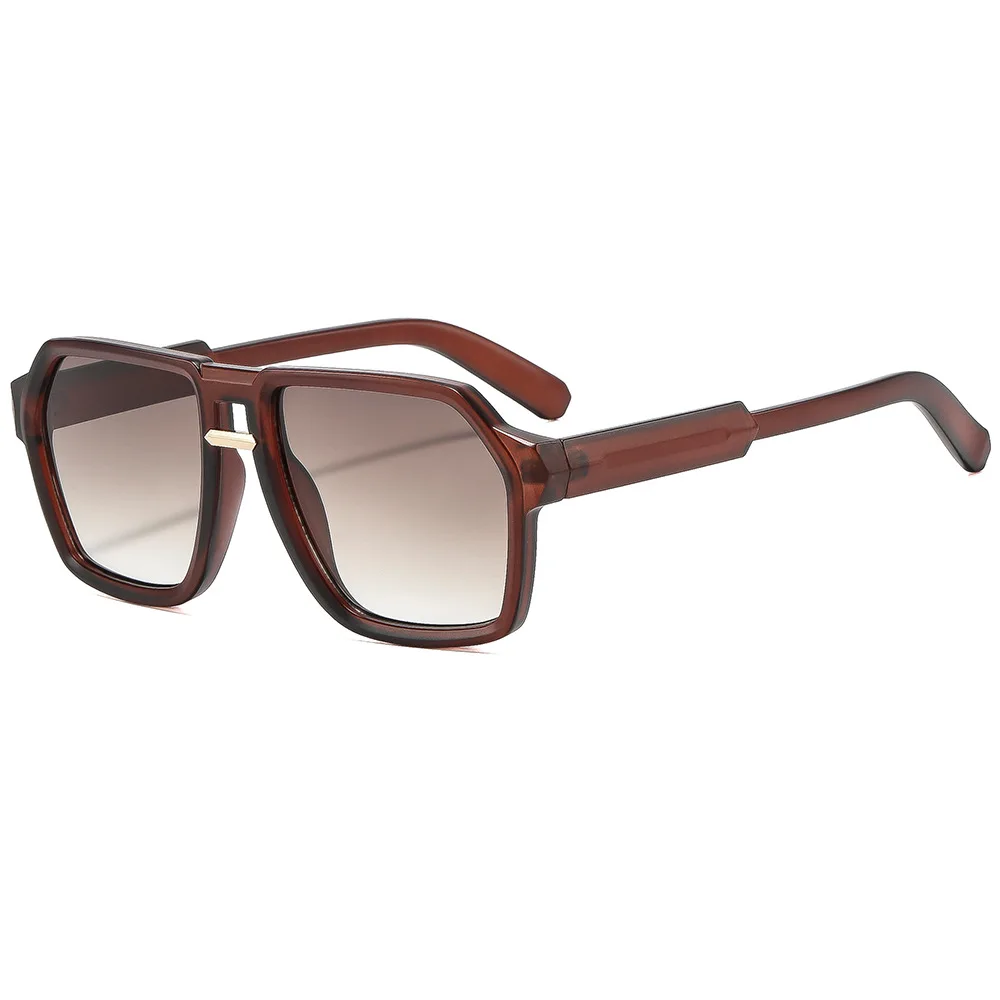 2026 New Square Double Bridge Sunglasses Men Women Big Frame UV Protection Fashion European American Style Sun Glasses Multiple