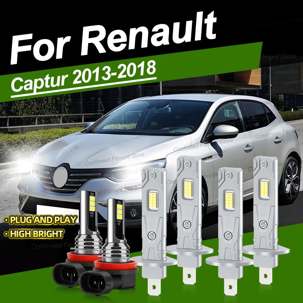 2/6 Uds LED Auto luz alta y baja H1 30000LM bombillas de faros H11 luz antiniebla actualización CSP Chip 6000K para Renault Captur 2013-2018